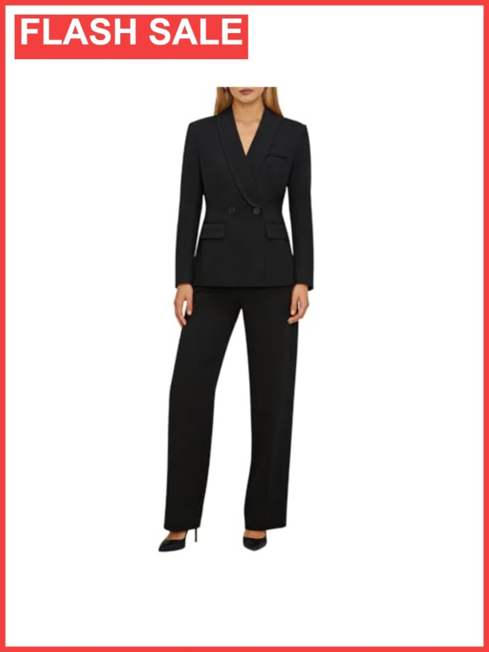 Women 2 Piece Suit Set Double Breasted Blazer Business Pantsuit